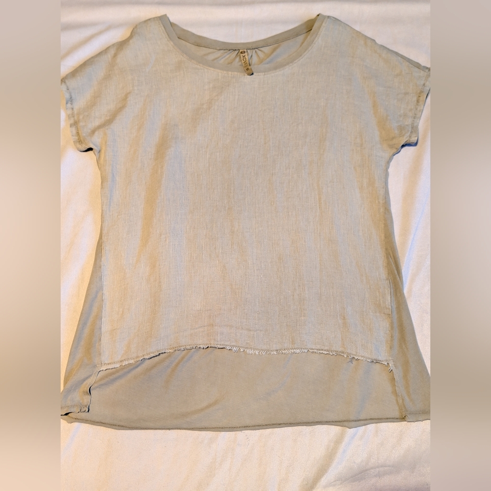 XCVI Elavted Closet Staple Linen And Cotton T Shirt Size XS OVERSIZED